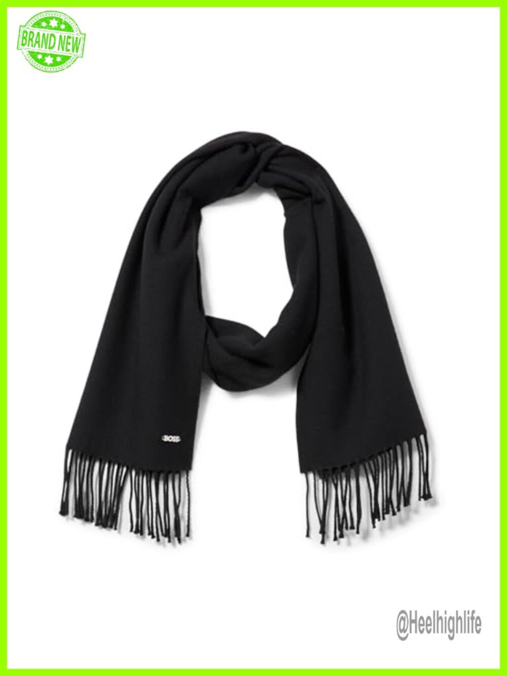 BOSS 100% Wool Fringe Scarf Dry Clean Only Medium Weight Fall Winter